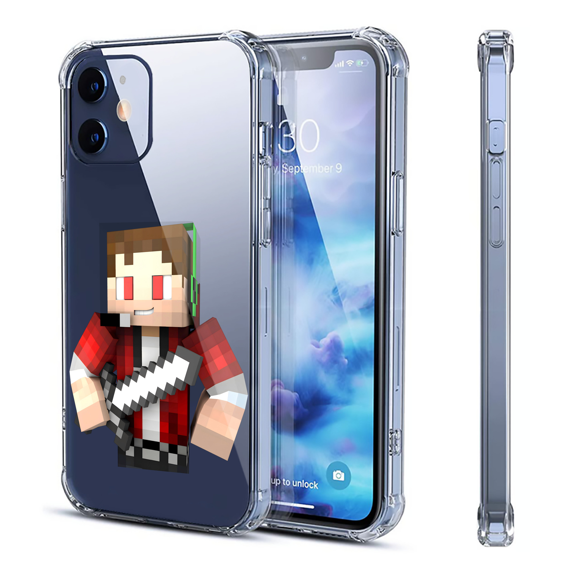 （画像用） マインクラフト ブロックの世界 Minecraft MC Block world 【iPhone 12シリーズ対応】透明スマホケース（クリアソフトケース）